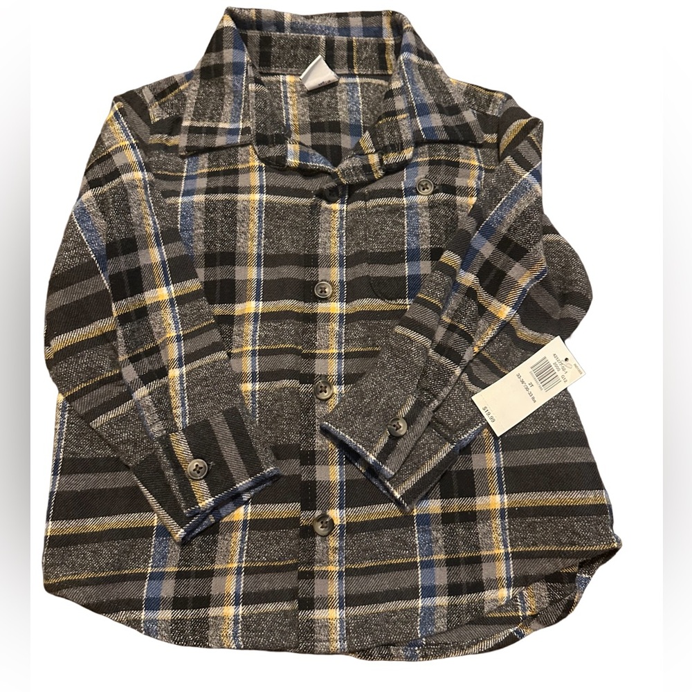 Old Navy 2T Plaid Kids Shirt in Gray and Blue